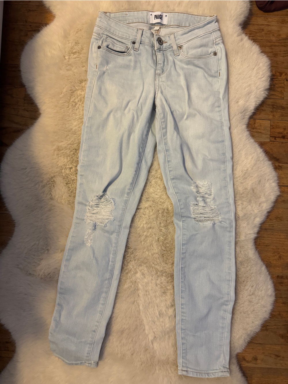 PAIGE Verdugo Distressed Light Skinny Jeans size 24